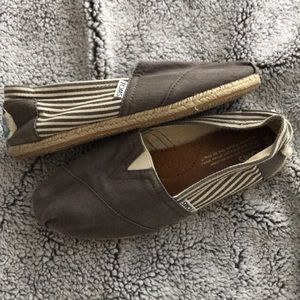 Women’s Grey and Cream Striped Toms
